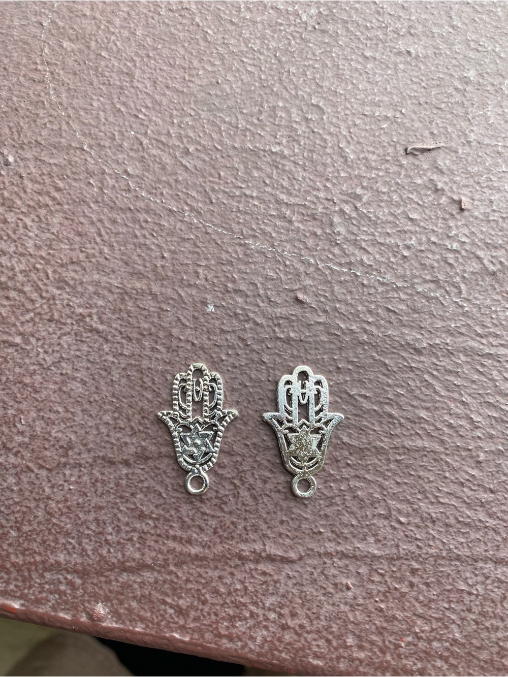 5 Silver Hamsa Hand Star of David Charm Pendants - Lightweight Stainless Steel - Picture 2 of 4